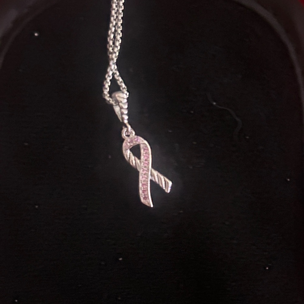 David Yurman CABLE COLLECTIBLES® RIBBON NECKLACE Sterling Silver w/ Pink Stones